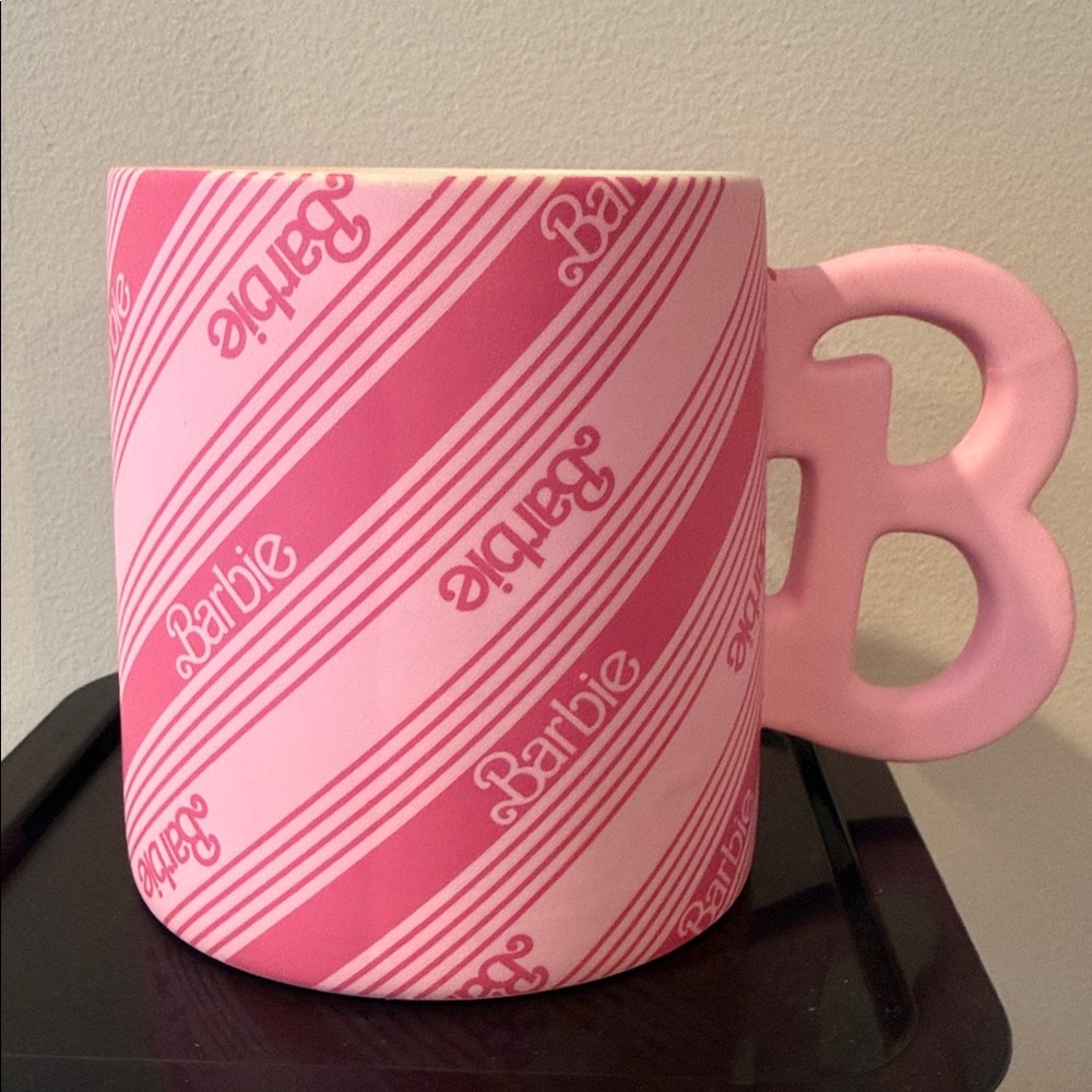 CALL OUT Barbie Pink Diagonal Stripe Mug